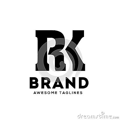 RK letter monogram strong and bold logo Vector Illustration