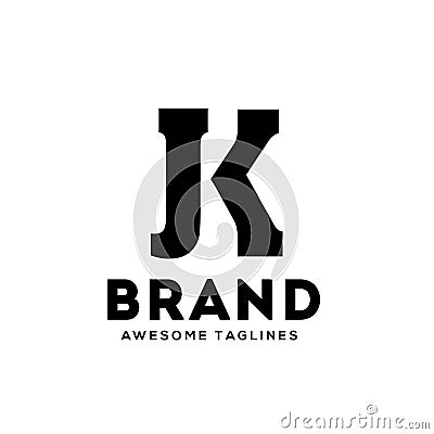 JK letter monogram strong and bold logo Vector Illustration