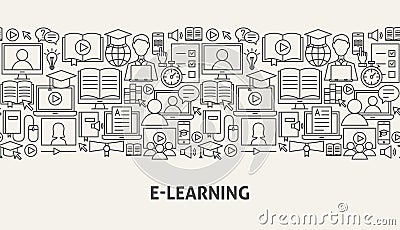 E Learning Banner Concept Vector Illustration