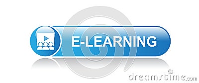 E learning button Cartoon Illustration