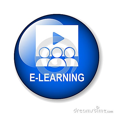 E learning button Cartoon Illustration