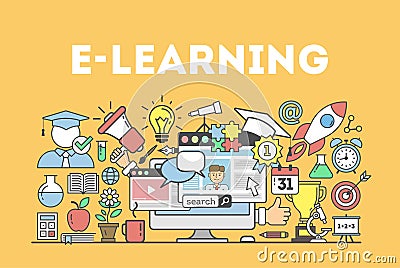 E-learning concept illustration. Vector Illustration