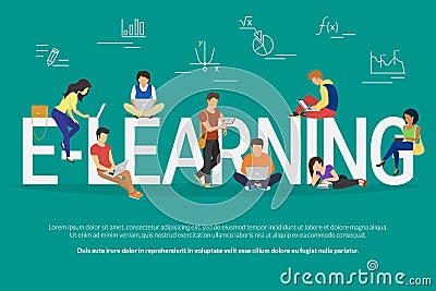 E-learning concept illustration Vector Illustration