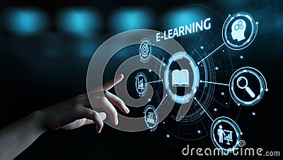 E-learning Education Internet Technology Webinar Online Courses concept Stock Photo