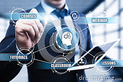 E-learning Education Internet Technology Webinar Online Courses concept Stock Photo