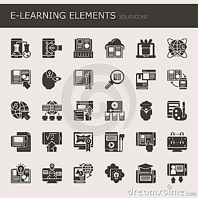 E-learning Elements Vector Illustration