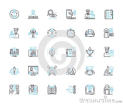 E-learning linear icons set. Digital, Accessible, Interactive, Innovative, Adaptive, Engaging, Convenient line vector Vector Illustration