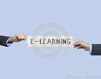 E-learning - Newspaper slogan. An important word and title Stock Photo