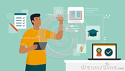 E-learning and online courses Vector Illustration