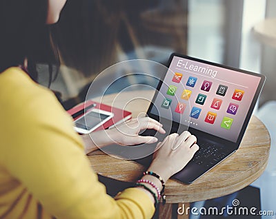 E-learning Online Education Application Concept Stock Photo