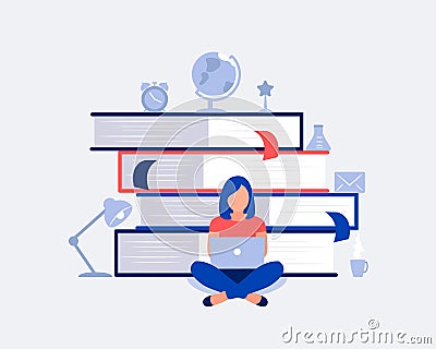 E-learning, online education design concept. Vector Illustration