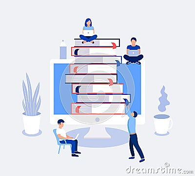 E-learning, online education design concept. Vector Illustration