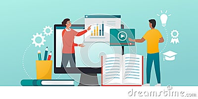 E-learning platform and distance learning Vector Illustration