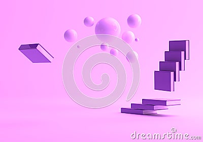 e-learning purple background books and spheres Stock Photo