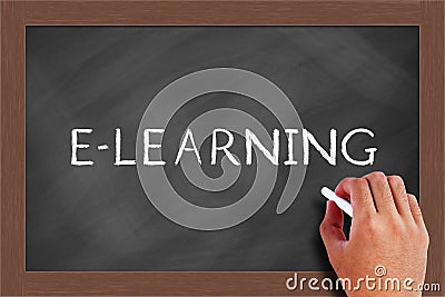 E-learning Text on Blackboard Stock Photo