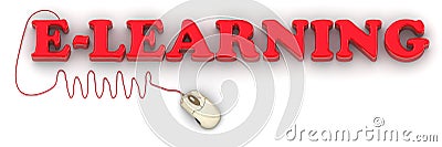 E-learning text with computer mouse Stock Photo