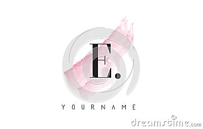 E Letter Logo with Pastel Watercolor Aquarella Brush. Vector Illustration
