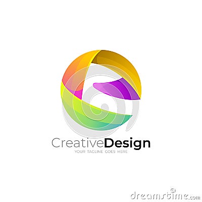 E logo with circle design vector, earth logos Vector Illustration