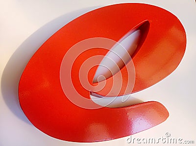 An e made of metal painted red Stock Photo