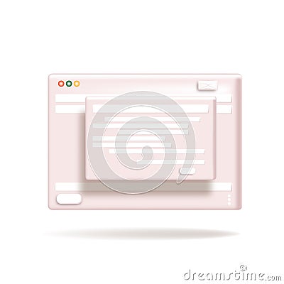 E-mail blank template internet mail frame interface for mail message 3d. Stock Photo