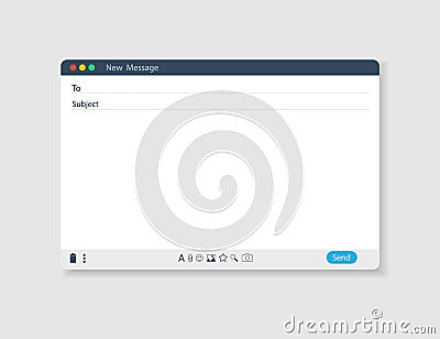 E-mail blank template internet mail frame interface for mail message Stock Photo