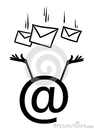 E-mail catches letters post correspondence cartoon illustration Cartoon Illustration