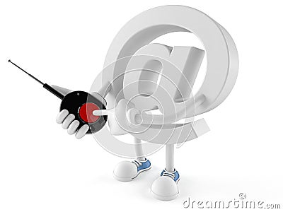 E-mail character with remote push button Stock Photo