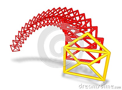 E-mail envelope symbols flowing in Stock Photo