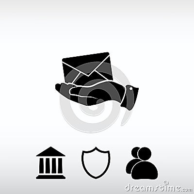 E-Mail in hand, vector icon illustration. Flat design style Vector Illustration