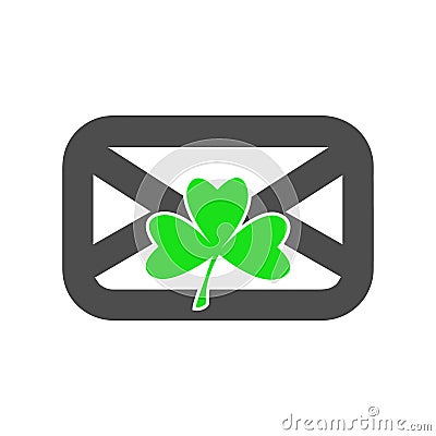 E-mail letter with Clover Icon. Tree-leaves traditional symbol of good luck. Concept of positive news. Illustration in Vector Illustration