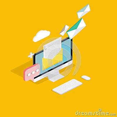E-mail marketing concepts. Mobile marketing, email advertising, Vector Illustration