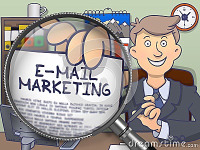 E-Mail Marketing through Lens. Doodle Style. Stock Photo