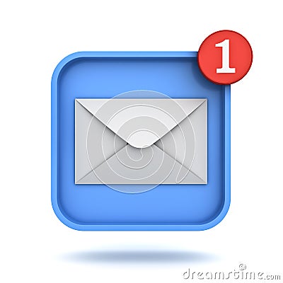 E mail notification one new email message in the inbox button concept Stock Photo