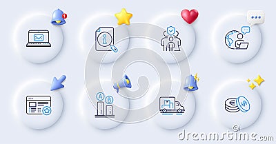 E-mail, Outsource work and Favorite line icons. For web app, printing. Vector Vector Illustration