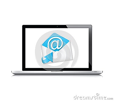 E-mail vector icon concept with laptop on Vector Illustration