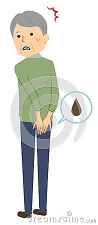 Incontinence elderly man Vector Illustration