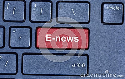 E-news word on computer keyboard Stock Photo