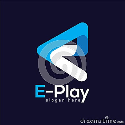 E Play logo icon vector template Vector Illustration
