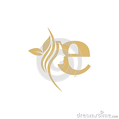 e Small Letter Vector Logo Design. Fashion Makeup Lifestyle Spa Feminism Lady Cosmetics Beauty Medical Vector Illustration