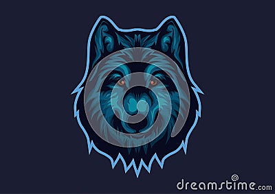 E-sports logo with the basic theme of wolves. Wolf head esport logo template Vector Illustration