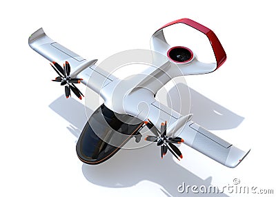 E-VTOL passenger aircraft isolated on white background Stock Photo