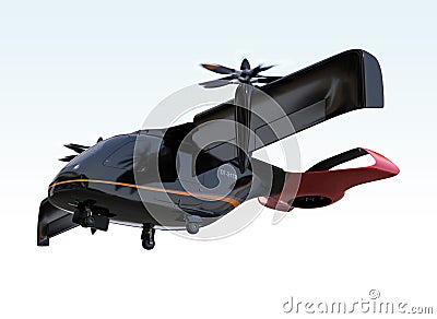 E-VTOL passenger aircraft takeoff from airport Stock Photo