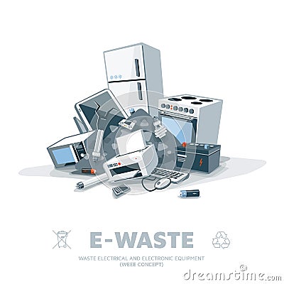 E-waste Pile Vector Illustration