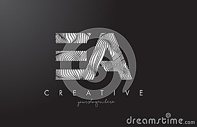 EA E A Letter Logo with Zebra Lines Texture Design Vector. Vector Illustration