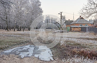 Eaceful morning in small Ukrainian village Stock Photo