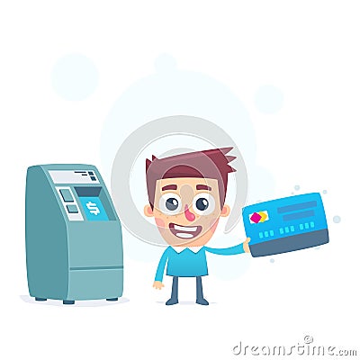 Each credit card has its own ATM Cartoon Illustration