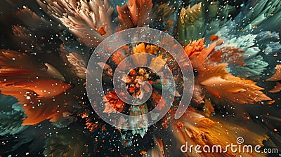 Each explosion creates a mesmerizing pattern of colors that morph and mutate into new and unexpected shapes Stock Photo