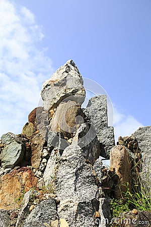 On each other stratified stones to a stone garden, rock Stock Photo