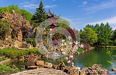 Chinese garden at Montreal Botanical Garden Editorial Stock Photo