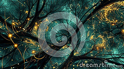 Each tree in the Abstract Data Forest was like a tiny universe containing its own set of data waiting to be explored Stock Photo